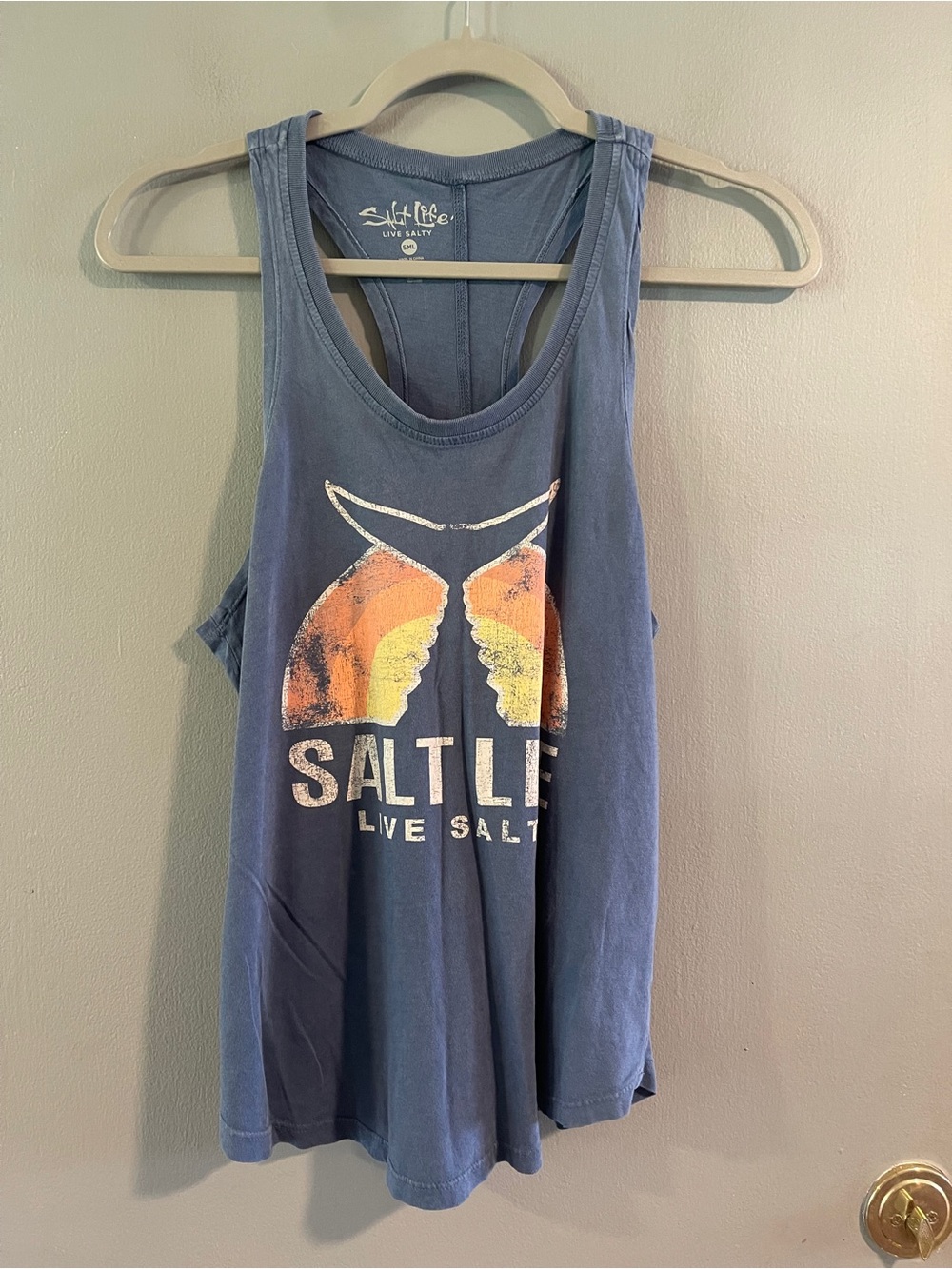 Salt Life Women's Blue Graphic Tank Top Size Small